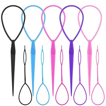 10 Pairs Topsy Tail Tools, Hair Tools Braid Accessories Ponytail Maker for Girs, French Braid Tool Loop for Hair Styling, 20pcs, 5 Colors