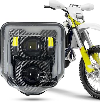 Dirt Bike Headlight Carbon Fiber with High Low Beam DRL Compatible with  Husqvarna 701 supermotor 701 Enduro FE250 FE350S FE450 FE501 FE501S TE250i TE300i 2017-2022 Carbon fiber ABS