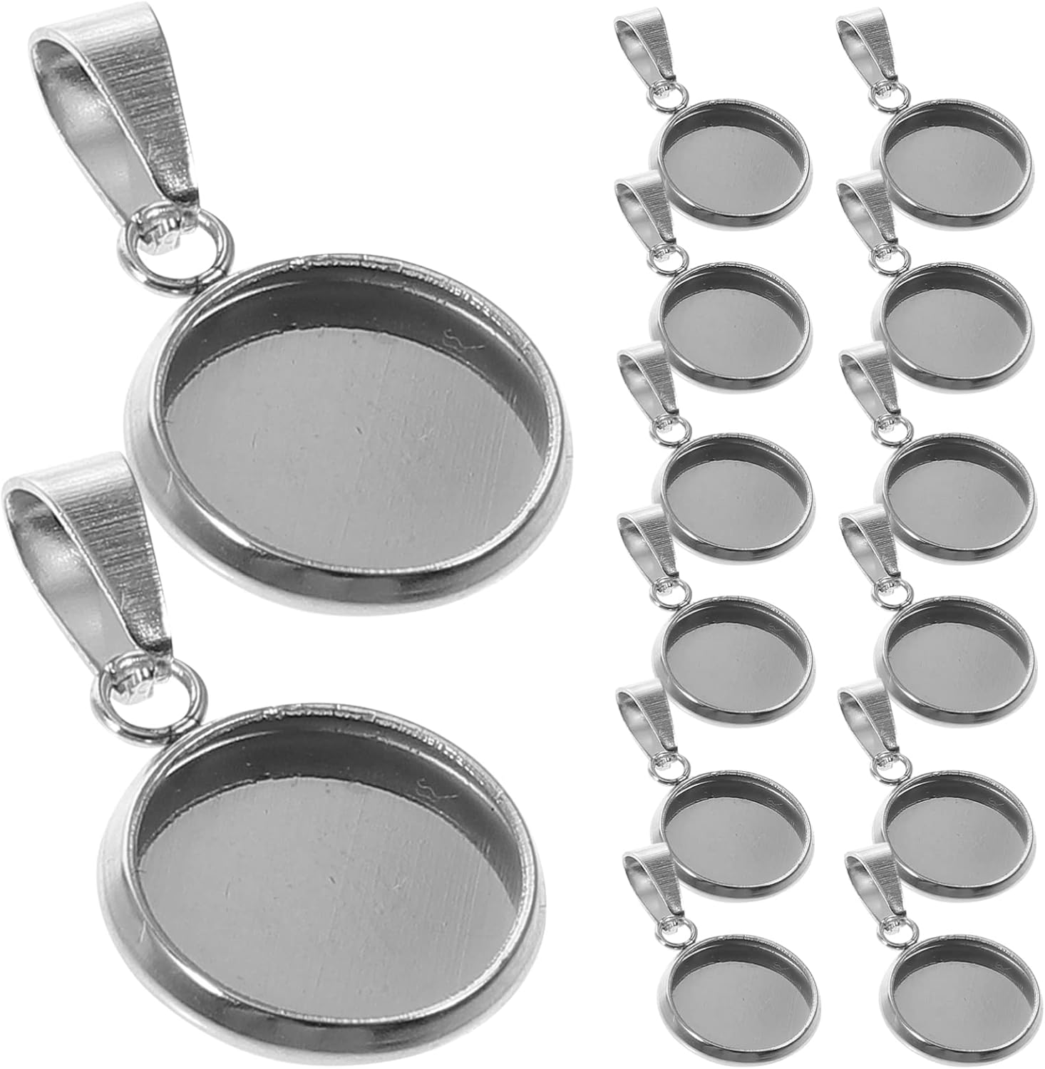 Milisten 20pcs Pendant Trays Kit Round Bezel Blanks Trays Pendant