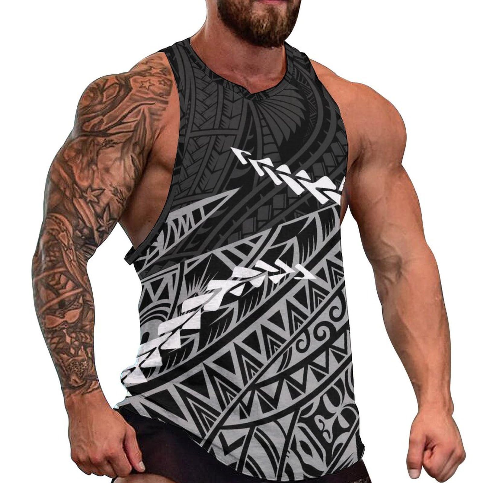 JooMeryer Mens Colorful Polynesian American Samoa Tribal Casual Gym Muscle Tank Top Shirt
