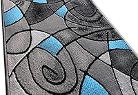 Vista 5 de Masada Rugs, Alfombra moderna y contemporánea, azul, gris y negro (2 pies x 3 pies)