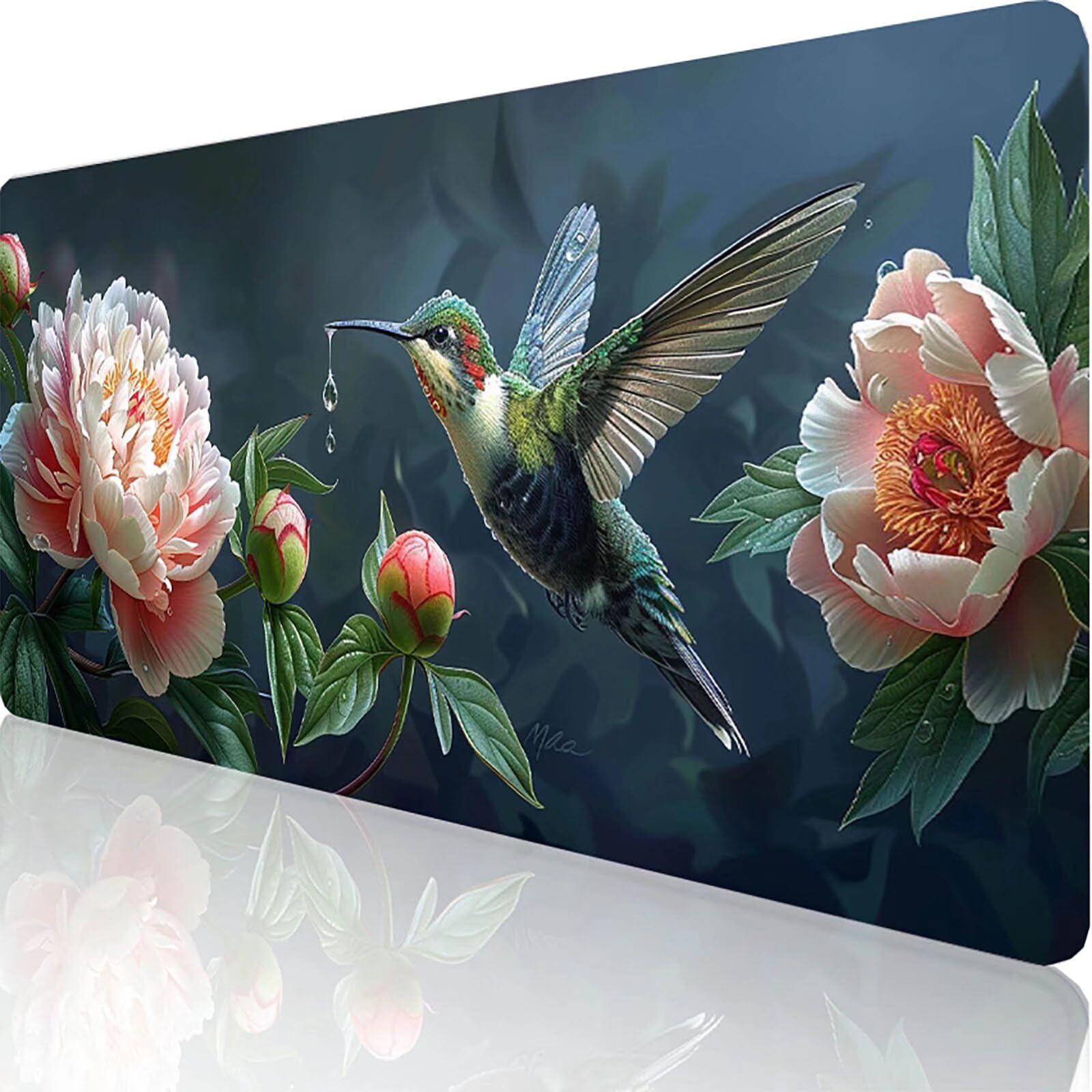 Podkładka pod mysz gamingowa dla graczy zielona, duża podkładka pod mysz XXL 1200 x 600 x 3 mm, kwiatowa podkładka pod mysz do klawiatury i biura, trwała z przeszytymi krawędziami i antypoślizgowym