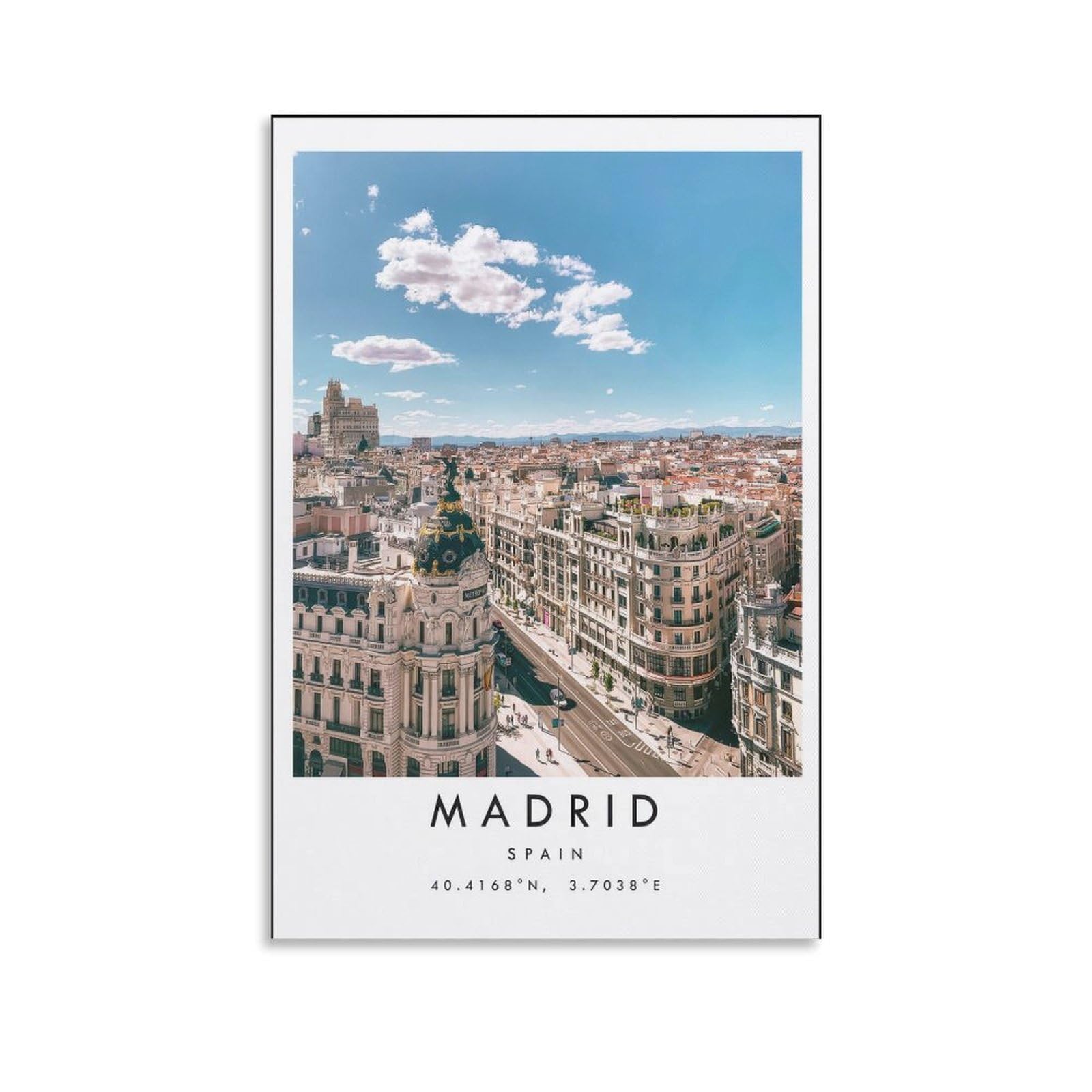 JHXNJDPOST Madrid Poster, Black And White Art, Spain Canvas Wall Art Aesthetic Decorative Painting Living Room Restaurants, Pool Halls And Hotelsstyle-8 12x18inch(30x45cm)
