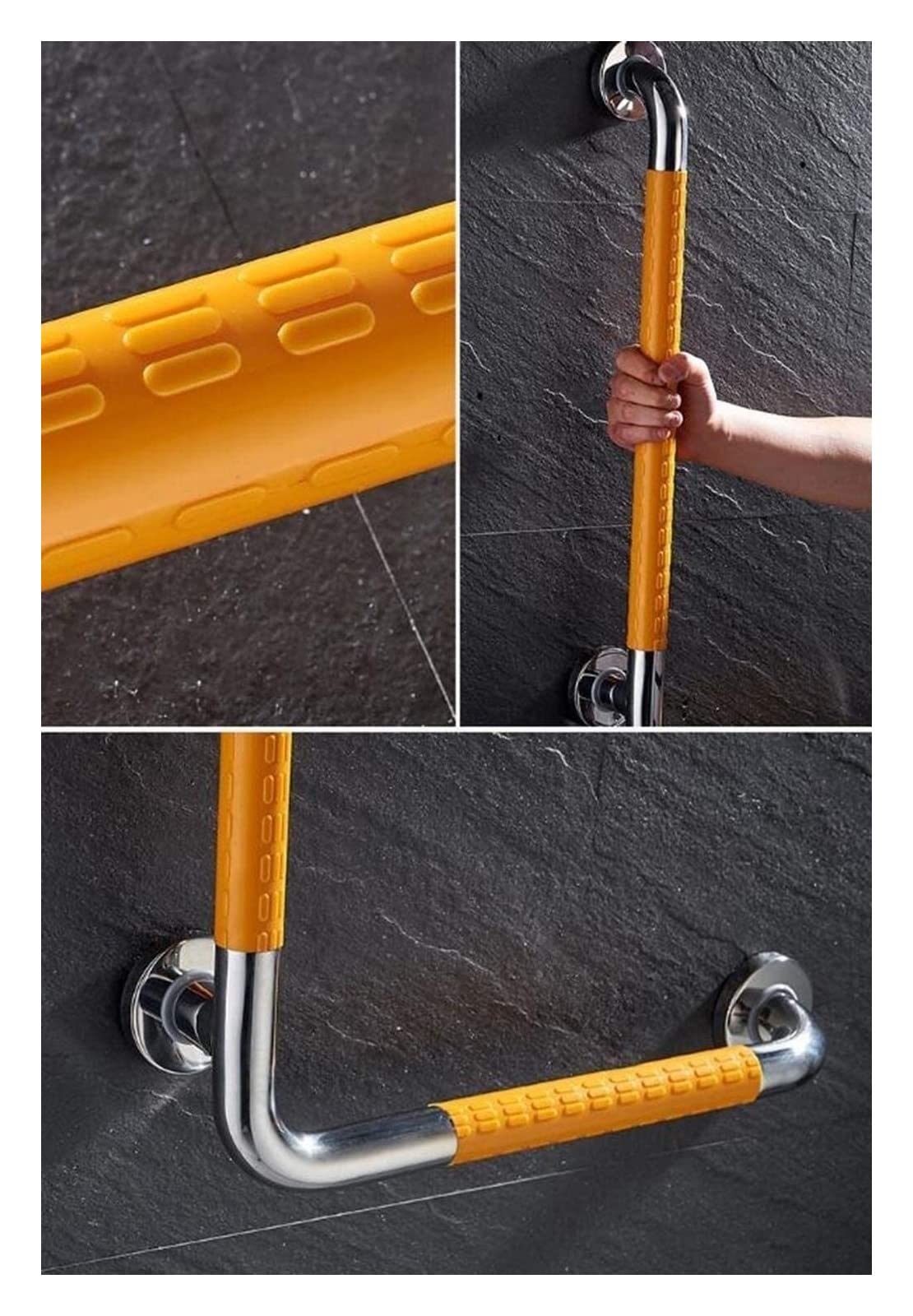 Baño para Agarraderas Pasamanos de nailon for pared, barra de seguridad de acero inoxidable en forma de L, asidero for bañera, agarre antideslizante alrededor del asa de seguridad del inodoro for pers