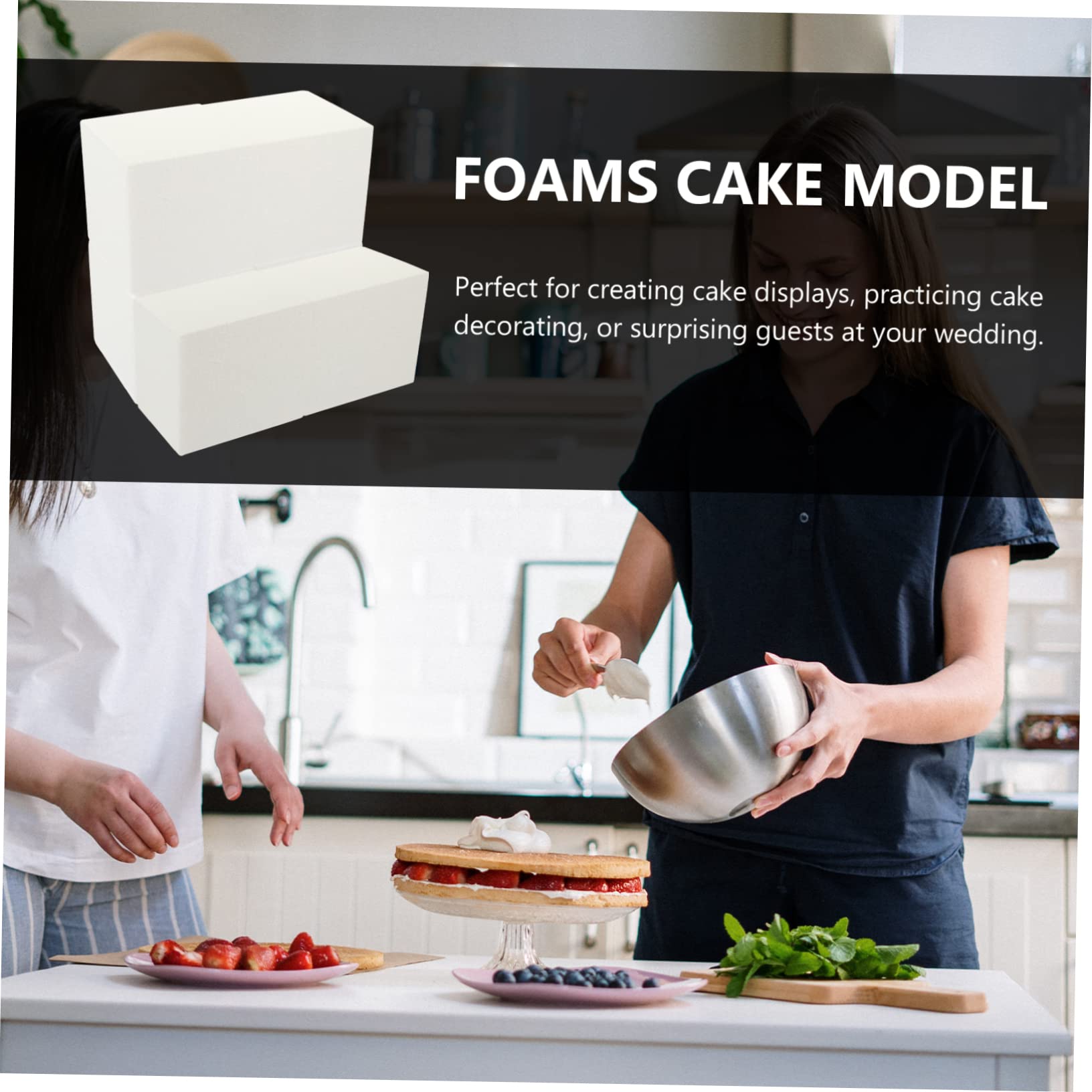 18 Pollici Cubo di Schiuma Manichini per Torta dalla Forma Creativa Torta Finta Riutilizzabile Basi per Torta Multifunzione Modello di Torta Multifunzione con Cakey Bianca