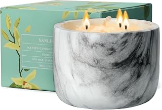 Scented Candles for Women And Men,Vanilla Scent Made From Soy Wax,Featuring Healing Crystals,Marble-Patterned Decorative Jars,Perfect For Mother'S Day,Halloween,Christmas Gifts,Vanilla Fragrance 12 Oz
