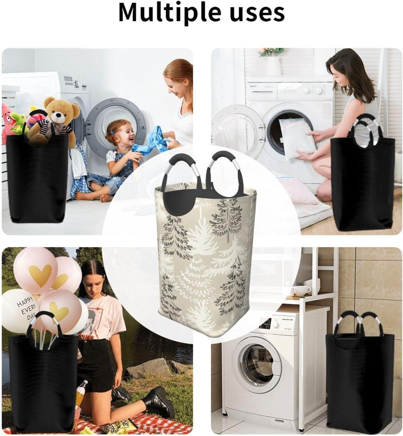 Christmas Laundry Basket Organizer Collapsible Storage Basket Bins Waterproof Laundry Hampers with Handles for Toy Organizer Bathroom Travel Clothes
