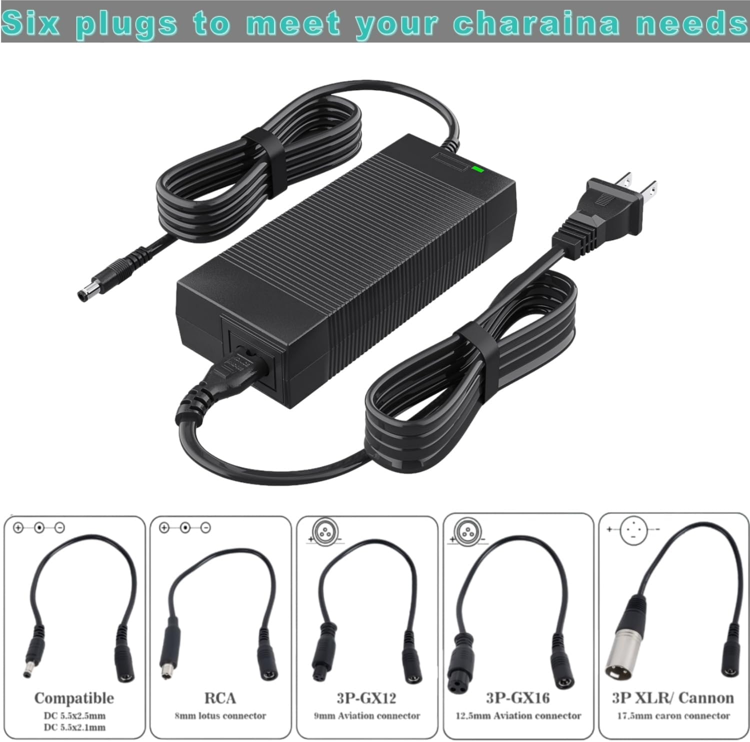 42V 2A Charge with 5 in 1 Plugs for 36V 10S Lithium Battery,Universal Lithium Battery Fast Charger Replacement, Compatible with Razor/Jetson/Voyage, Gotrax & Ninebot
