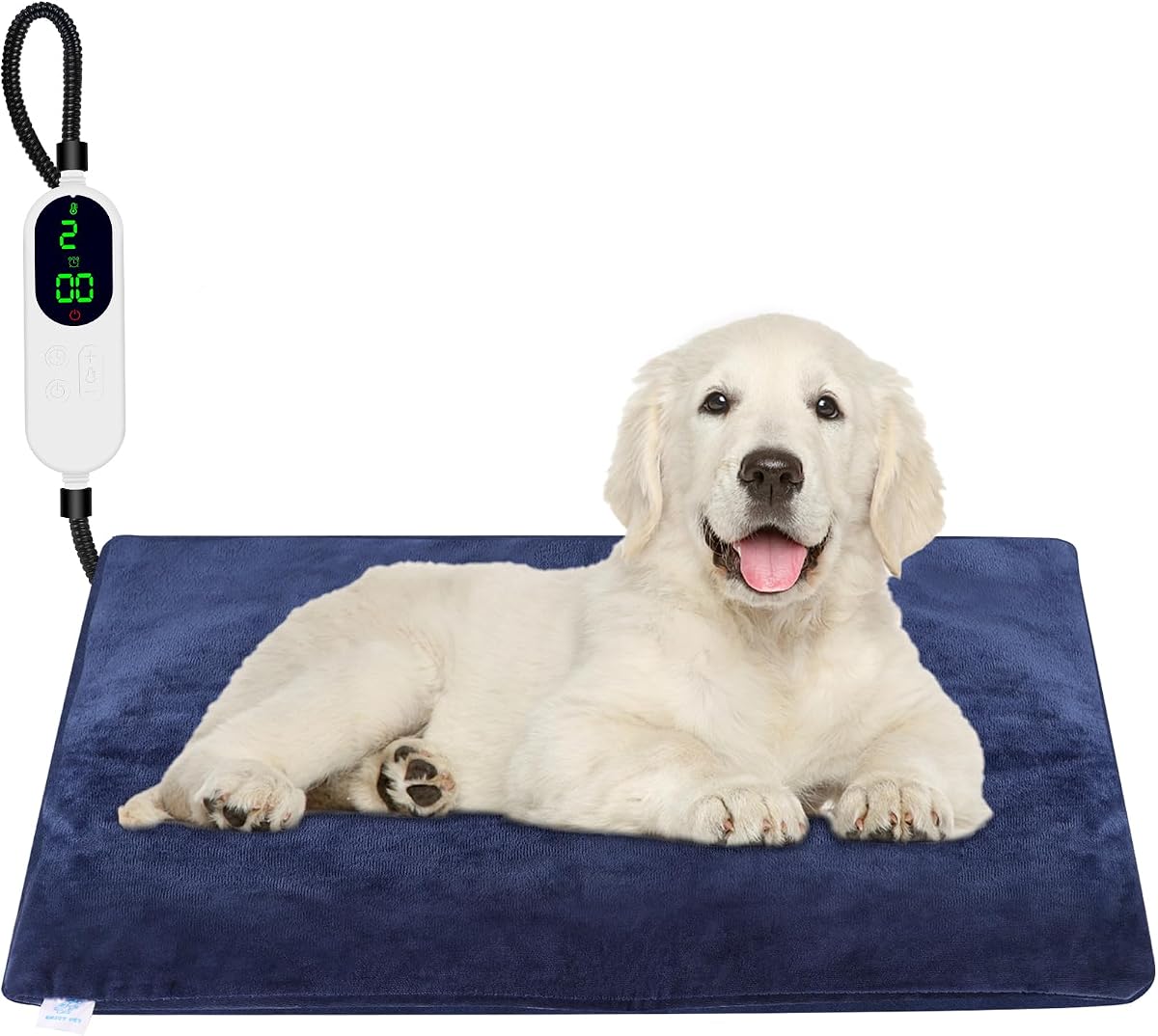 Almohadilla térmica para mascotas para perros, almohadilla térmica eléctrica para interiores para perros y gatos con 9 temperaturas y temporizador ajustables, manta calefactable para perros con cordón resistente a la masticación (28 × 18 pulgadas)