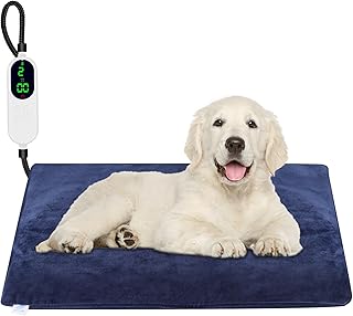 Pet Heating Pad, Dog Cat Heating Pad with 12 Level Timer and 9 Level Temperature, Electric Heating Pad for Dogs Cats Indoor Heated Pet Bed Mat with Chew Resistant Steel Cord (28