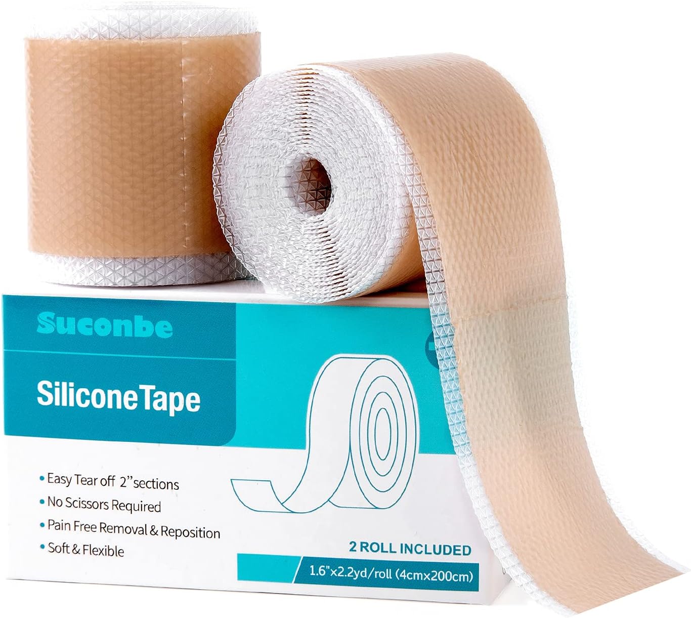 Silicone Scar Sheets (1.6” x 80” x 2 Roll),Silicone Gel Scar Tape Roll, Reusable Scar Silicone Strips, Professional Scar Removal Sheets for C-Section & Keloid Surgery, Burn, Acne(2 Roll)
