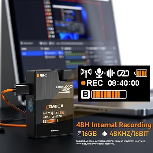 Miniatura 3 de comica BoomX-D PRO - Sistema de micrófono inalámbrico Lavalier con grabación interna, salida digital USB-C, pista de seguridad, micrófono