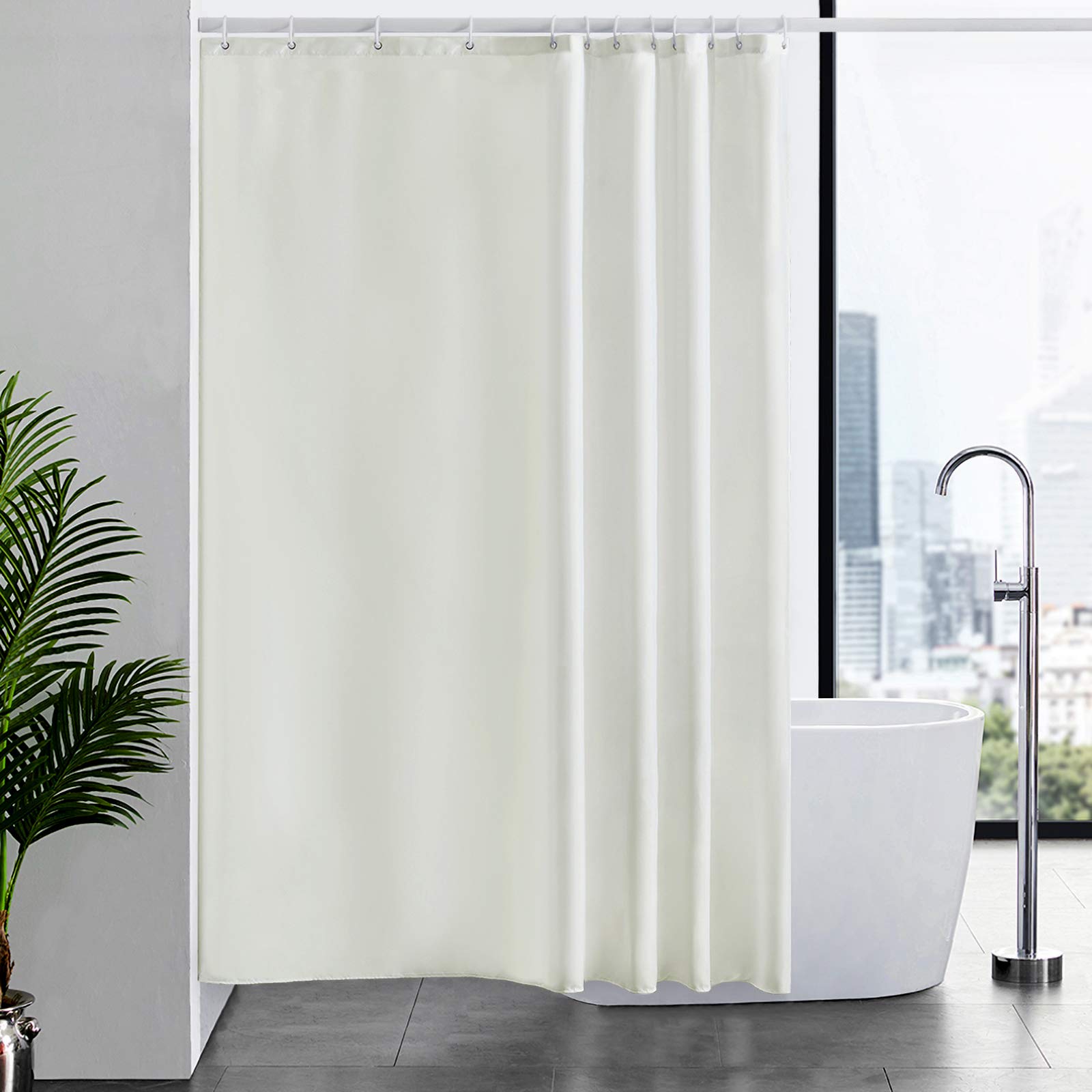 Cortinas Baño Blanca Antimoho Antibacteriano Impermeable Poliester Tela Lisa Lavable, con 12 Ganchos Plásticos, 180x200 Cortina. — view 112