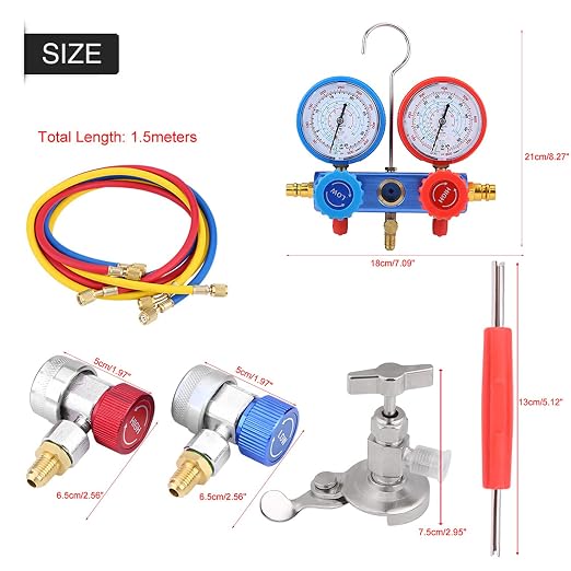 Manifold para Aire Acondicionado con Doble Medidor Claro miniatura 7