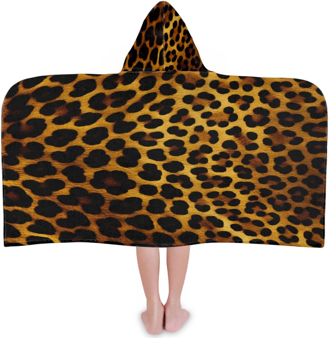 Leopard Print Kids Hooded Beach Towel for Girls Boys, Leopard Cheetah Large Hooded Bath Towel Wrap Absorbent Quick Dry Toddler Swim Shower Pool Beach Towel
