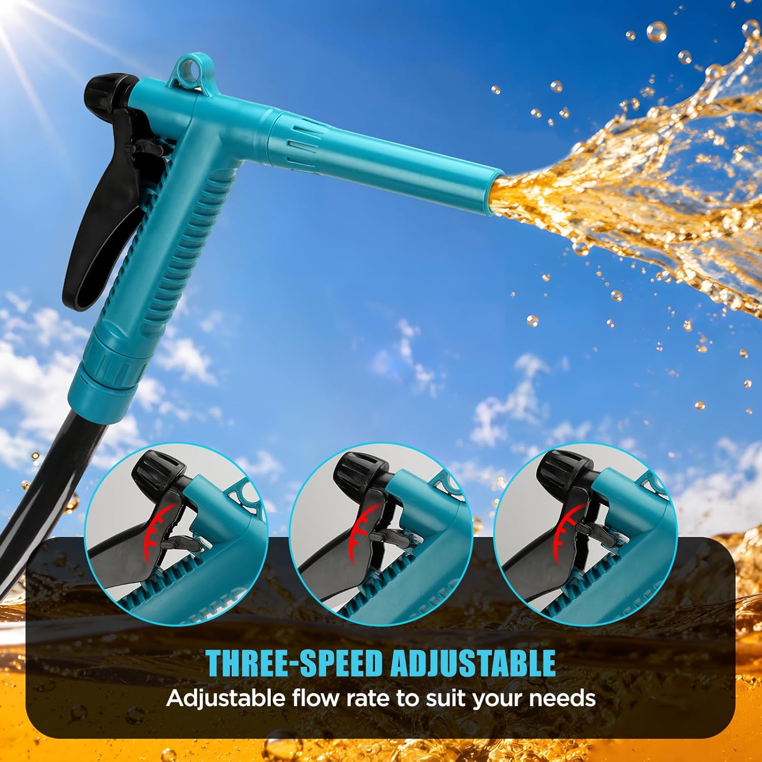 4.5 GPM Cordless Fuel Transfer Pump with 51'' PVC hose, Compatible with Makita 18V Batteries, 4 adapters & multi-adapter, Portable Gas can pump for Lawn Mowers, Cars (Bare Tool)