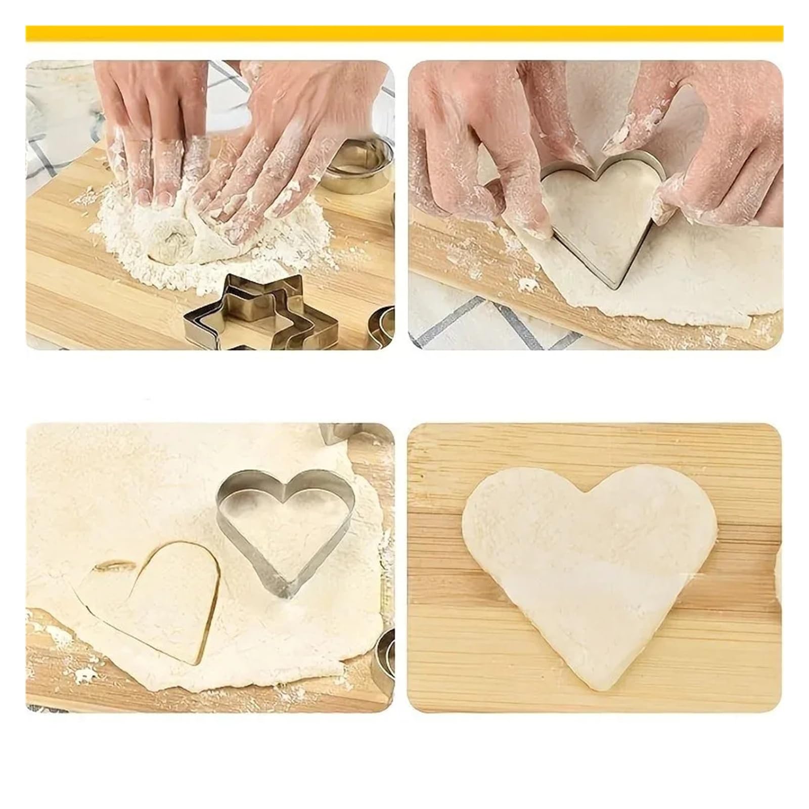 3 Größe Edelstahl Herz Blumen Form Kekse Ausstecher Fondant Kuchen Werkzeuge Form Küche Keks Sandwich Formen Backenwerkzeuge(3Pcs Heart)