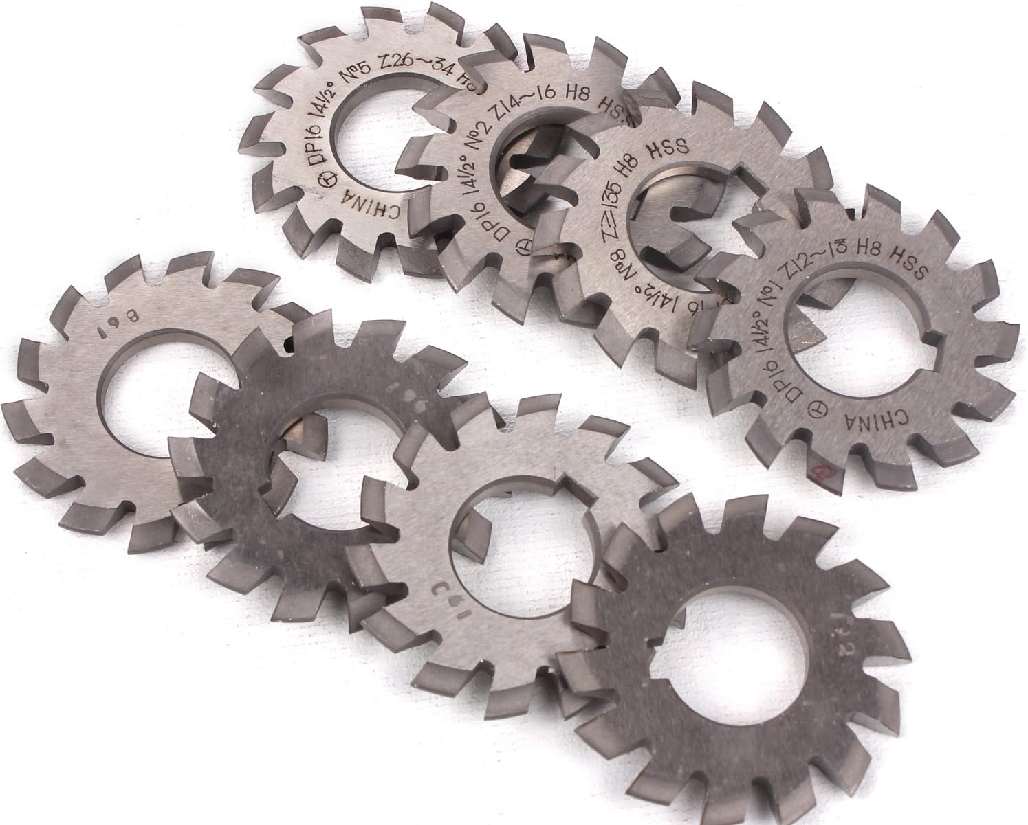 Get Cheap Price Sunwin 8PCS Gear Milling Cutter HSS 8H Set 8 Pcs DP16 PA14-1/2 Bore22 No1-8 Involute Gear Cutters Diameter 55mm One-Day Sale: Up to 40% Off Sunwin 8PCS Gear Milling Cutter HSS 8H Set 8 Pcs DP16 PA14-1/2 Bore22 No1-8 Involute Gear Cutters Diameter 55mm