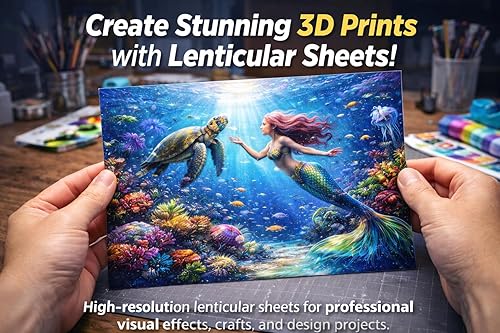 Miniatura 6 de Lámina lenticular de 17 x 13 pulgadas, parte trasera adhesiva 50LPI (5 hojas), lámina lenticular transparente en blanco, retrato, trucos de magia,