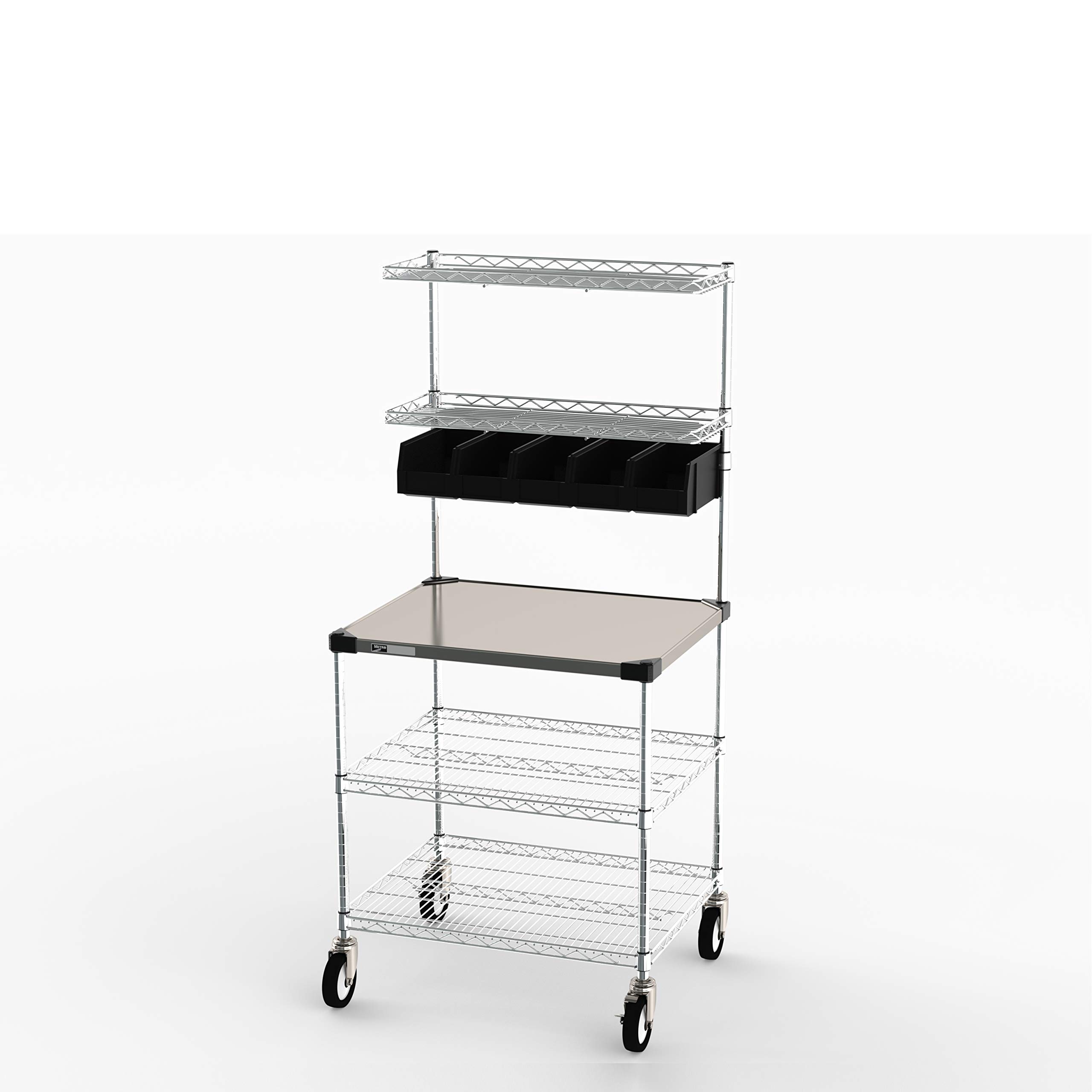 Delivery-Staging and Drive-Thru Wire Shelving Workstation by METRO – Stainless Steel, Metallic, Model CR2430DSS