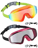 Freela 2 Pack Kids Swim Goggles for 8-16, Anti-Fog UV Protection Extra Silicone Layer Swimming Goggles for Youth Boys Girls