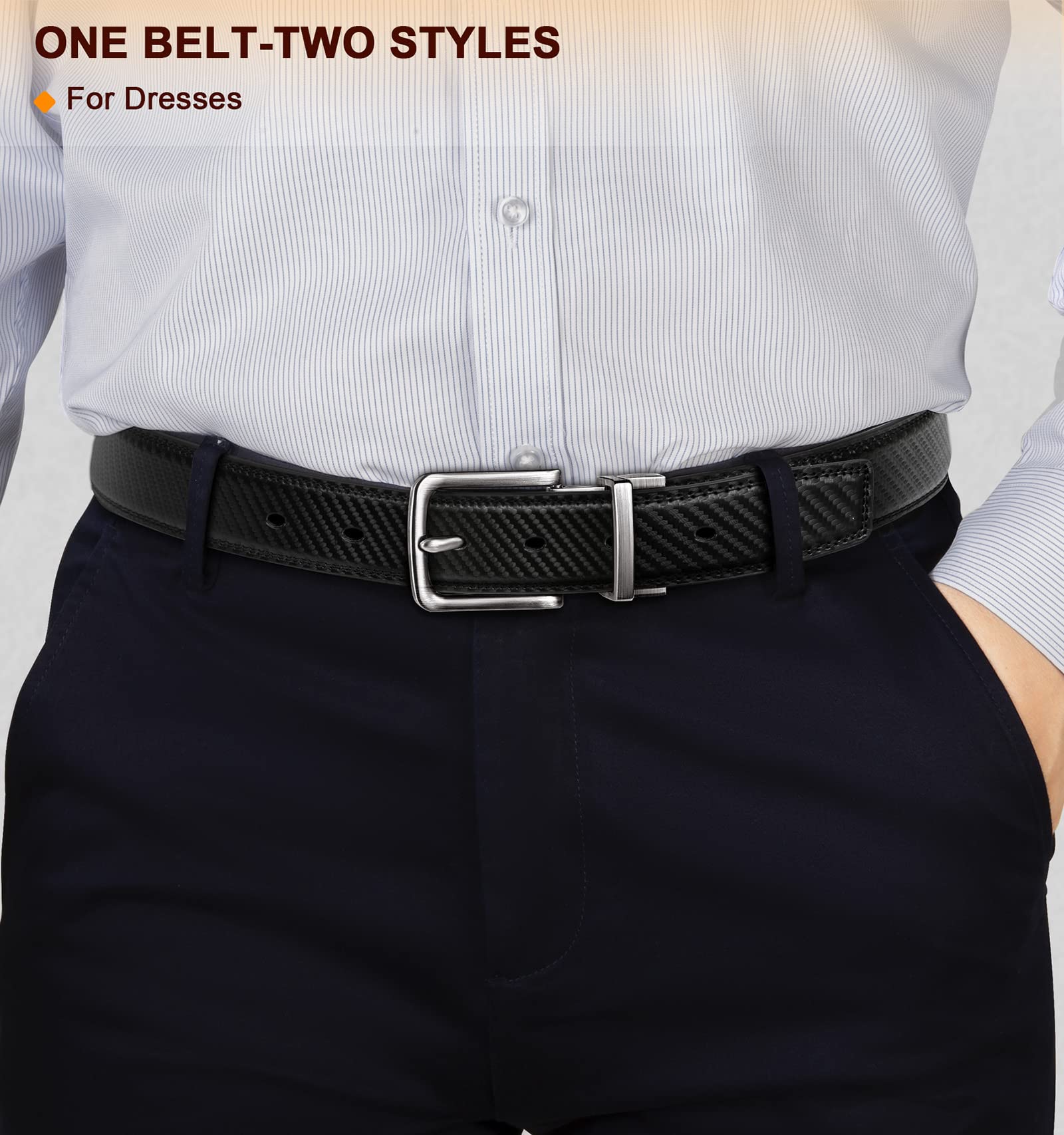 BULLIANT Cintura Uomo, Cintura Reversibile di Pelle 31mm Confezione Regalo,Dimensioni Regolabili