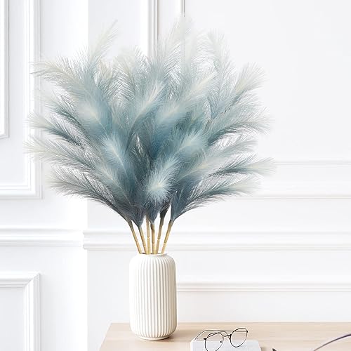 Miniatura 4 de KALYLOC 6 piezas de hierba sintética colorida de las pampas, ramas artificiales esponjosas, decoración boho, relleno de hierba de las pampas, tallos