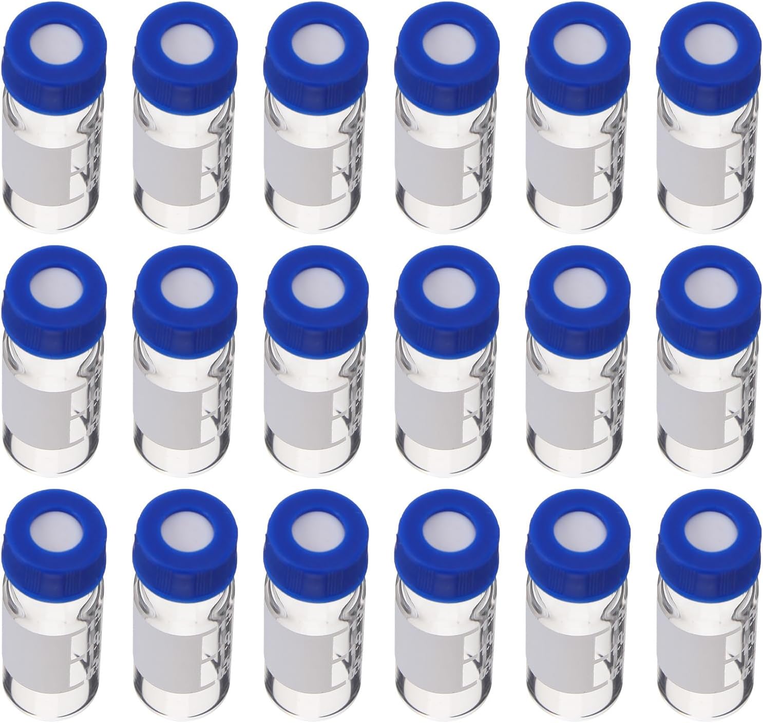 Kichvoe Glass Sample Vials Good Airtightness 100pcs with Screw-top Caps 1.5ml and 2ml Capacity and Scale Marked, for Laboratory Liquid Sampling and Testing
