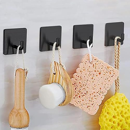 Miniatura 8 de Gancho autoadhesivo, impermeable en ganchos de ducha para colgar lufa, toallas, ropa, batas para baño, acero inoxidable, cepillo extraíble, gancho