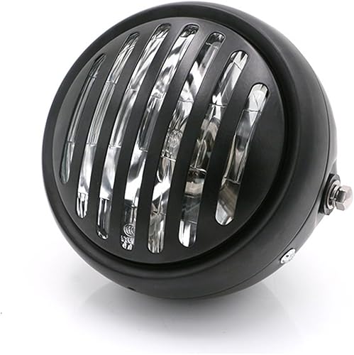 TASWK Lámpara de cabeza de parrilla para faros delanteros de motocicleta de 6 12 pulgadas Cafe Racer Bobber Chopper (lente transparente)