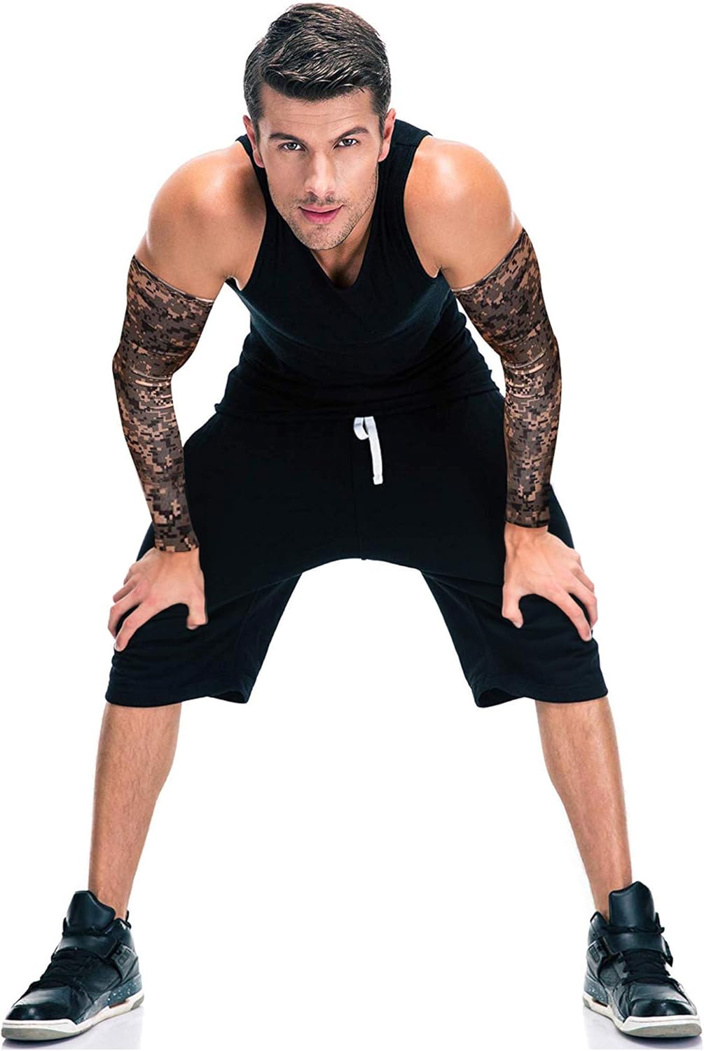 Mudder 9 Pairs Unisex UV Protection Sleeves Arm Cooling Sleeves Ice Silk Arm Sleeves Arm Cover Sleeves (Camouflage, Black) : Sports & Outdoors