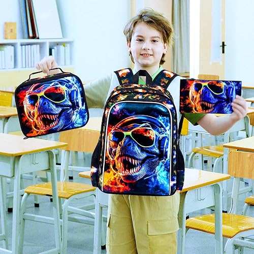 Miniatura 2 de Mochila de 3 piezas para niños, 17 pulgadas con lonchera, mochilas escolares para primaria preescolar jardín de infantes