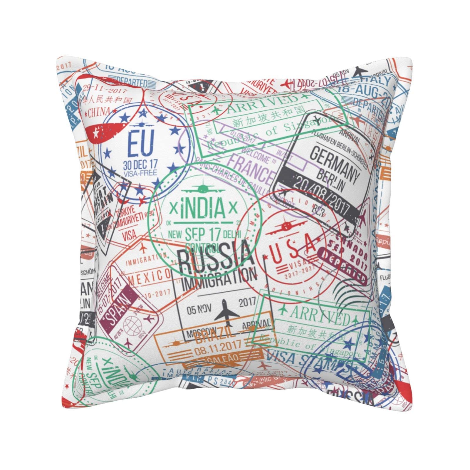 Housses de coussin carrées similicuir haut de gamme motif passeport voyage salon