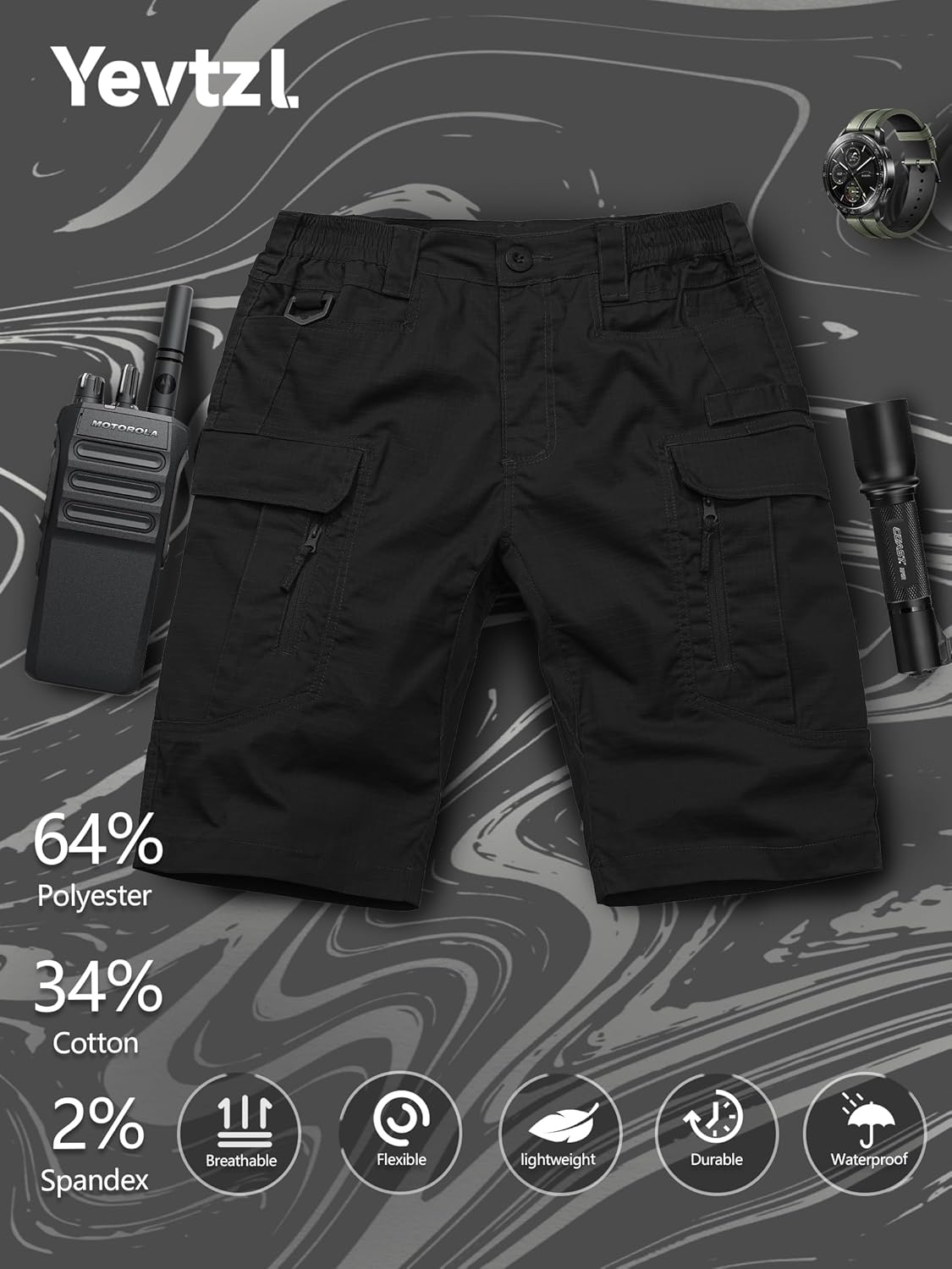 Mens Hiking Cargo Shorts, Quick Dry Tactical Shorts for Fishing Safari, Lightweight Waterproof Short(No Belt) - Image 5