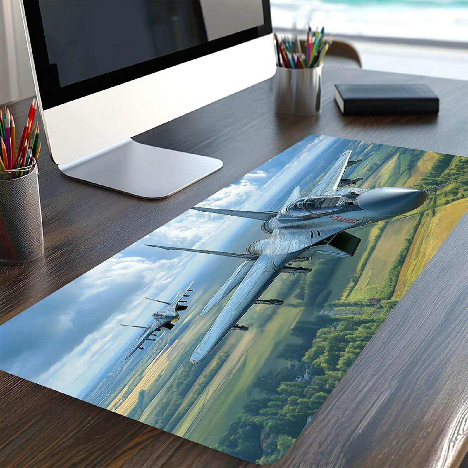 Tappetino Mouse Combattente Tappetino Mouse XXL 1200x600x3mm Aereo Mousepad Impermeabile e Antiscivolo Cucire i Bordi, Accessori Gaming Mousepad per Pc Portatile Laptop Tastiera Wireless Model-06098