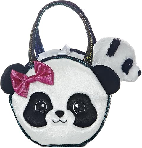 Aurora® Fashion Fancy Pals™ Bonito panda de peluche - Compañeros sobre la marcha - Accesorios elegantes - Multicolor 7 pulgadas