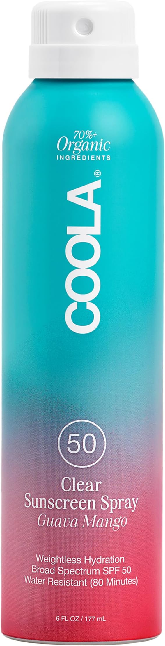 Organic Sunscreen SPF 50 Sunblock Spray, Dermatologist Tested Skin Care for Daily Protection, Vegan and Gluten Free, Guava Mango