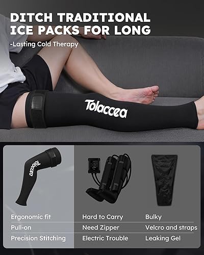 Miniatura 6 de Tolaccea Bolsa de hielo para piernas completas con cobertura de 360 con correa para recuperación muscular después del ejercicio, bolsa de hielo que