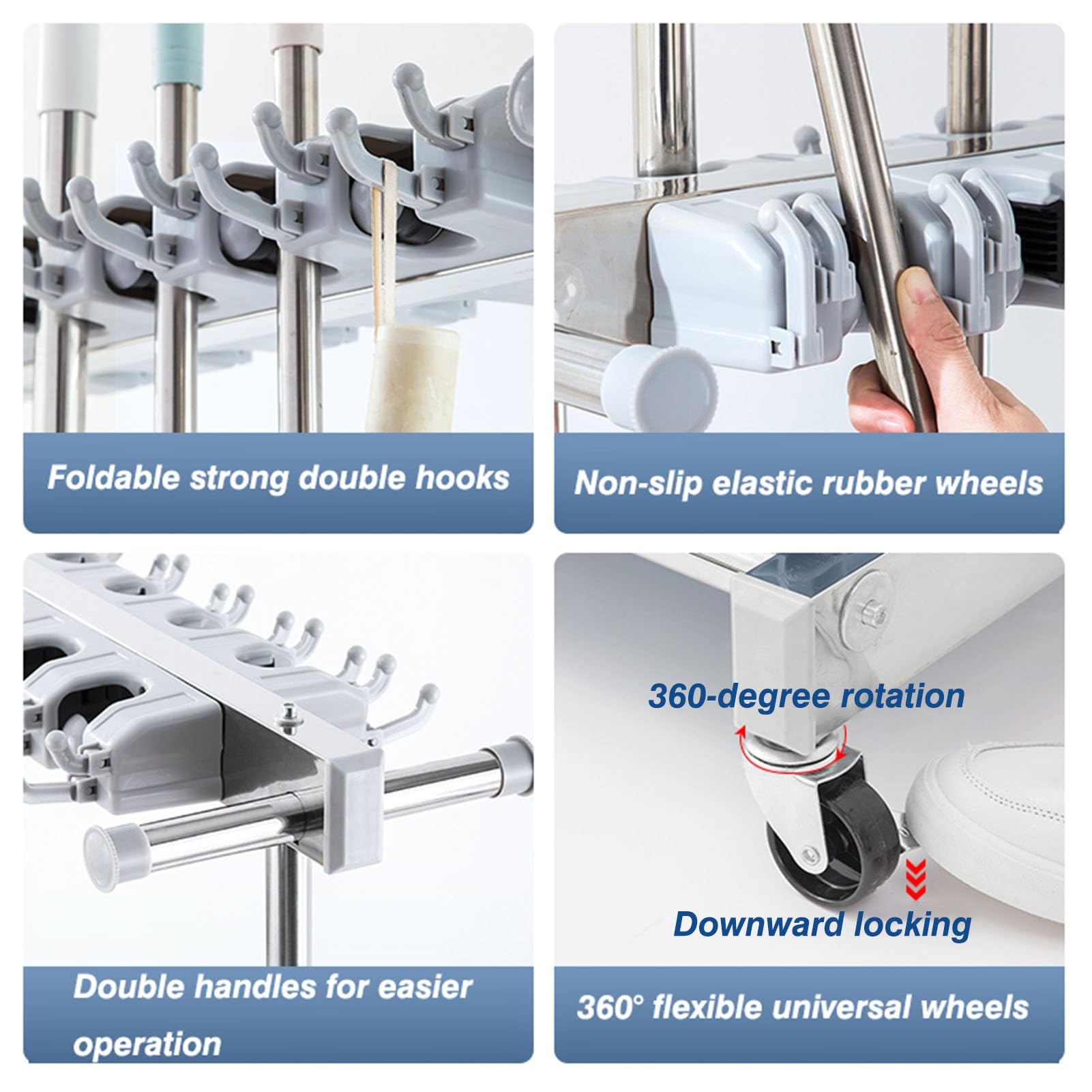 Armario de pie de acero inoxidable para fregonas y herramientas de limpieza con lavabo de drenaje, almacenamiento duradero y elegante para suministros de limpieza del hogar y la oficina