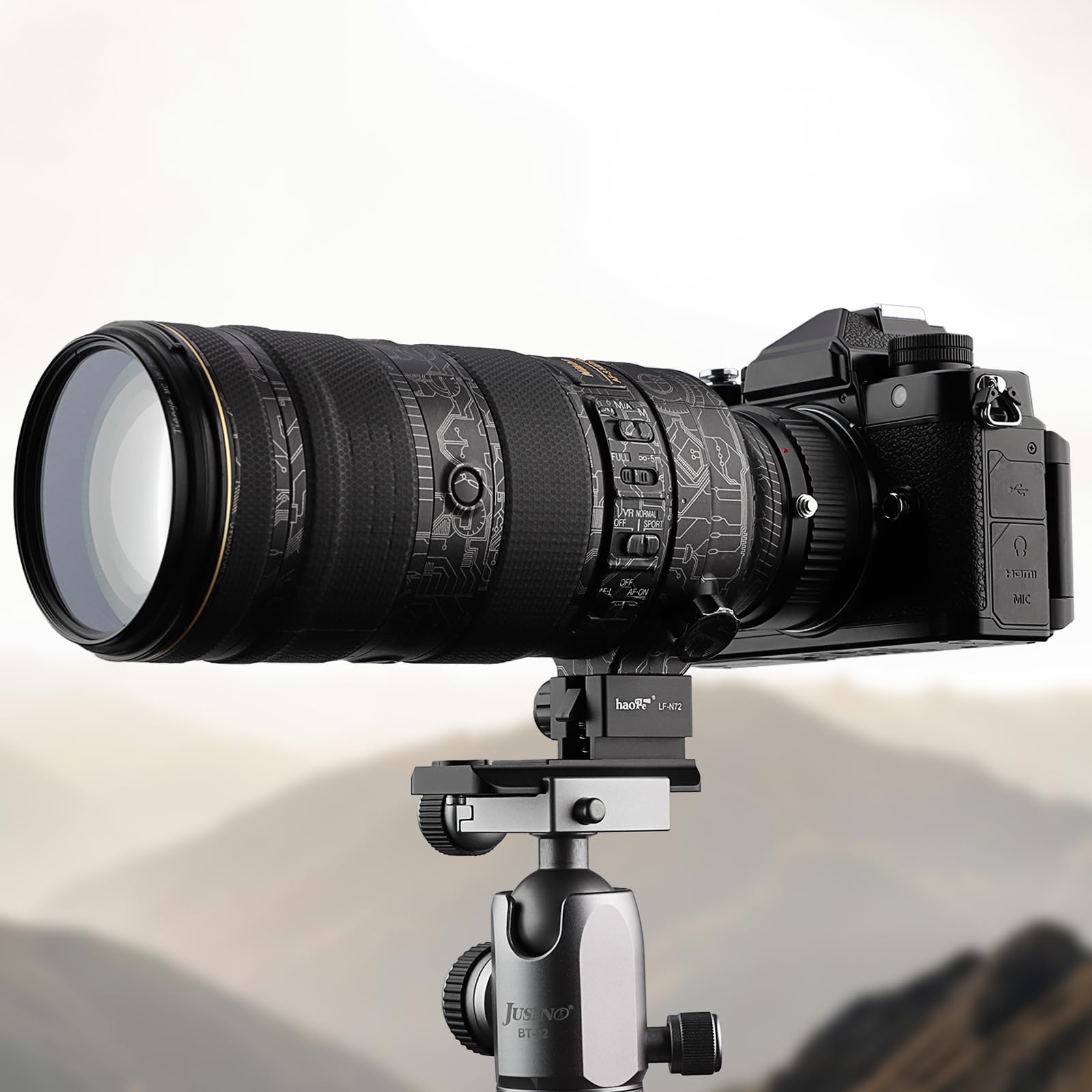 Haoge LF-N72 - Anello adattatore per treppiede per Nikon AF-S Nikkor 70-200 mm f2.8G ED VR I II, 70-200 mm f2.8E FL ED VR e 500 mm f5.6E PF ED VR con piastra a sgancio rapido Arca Swiss integrata