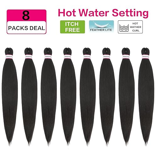 Miniatura 10 de ATRAENTE Cabello trenzado preestirado de color plateado degradado, cabello trenzado de 18 pulgadas, trenzas de ganchillo preestiradas con textura