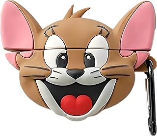 جراب سيليكون متوافق مع سماعات ايربودز برو، مع حزام سلسلة مفاتيح، حماية كاملة، تصميم كرتوني لطيف، مثالي للاستخدام اليومي من نيكست ستور