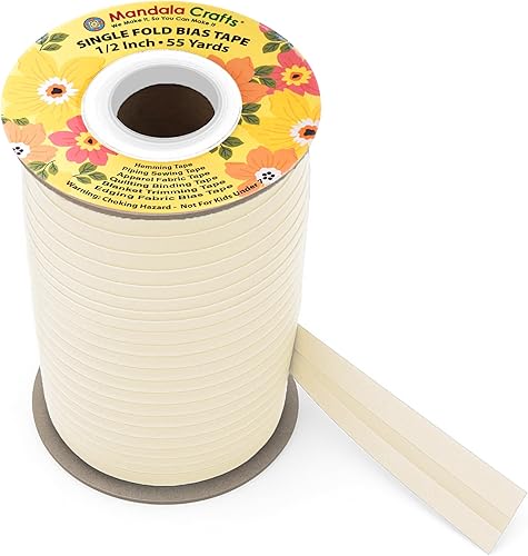 Miniatura 81 de Mandala Crafts Cinta al bies de un solo pliegue de 5/8 pulgadas para coser, acolchar, tuberías, dobladillo, manta y encuadernación de colcha, cinta