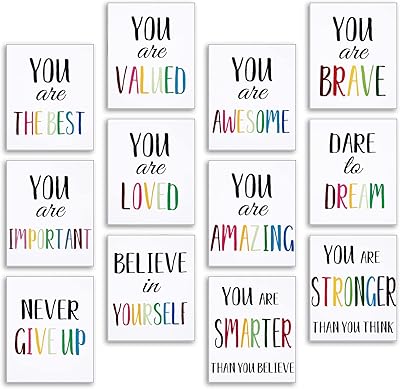 12 Pieces Inspirational Print Wall Poster Motivational Quote Watercolor Words Posters Aesthetic Poster Unframed Canvas Say...