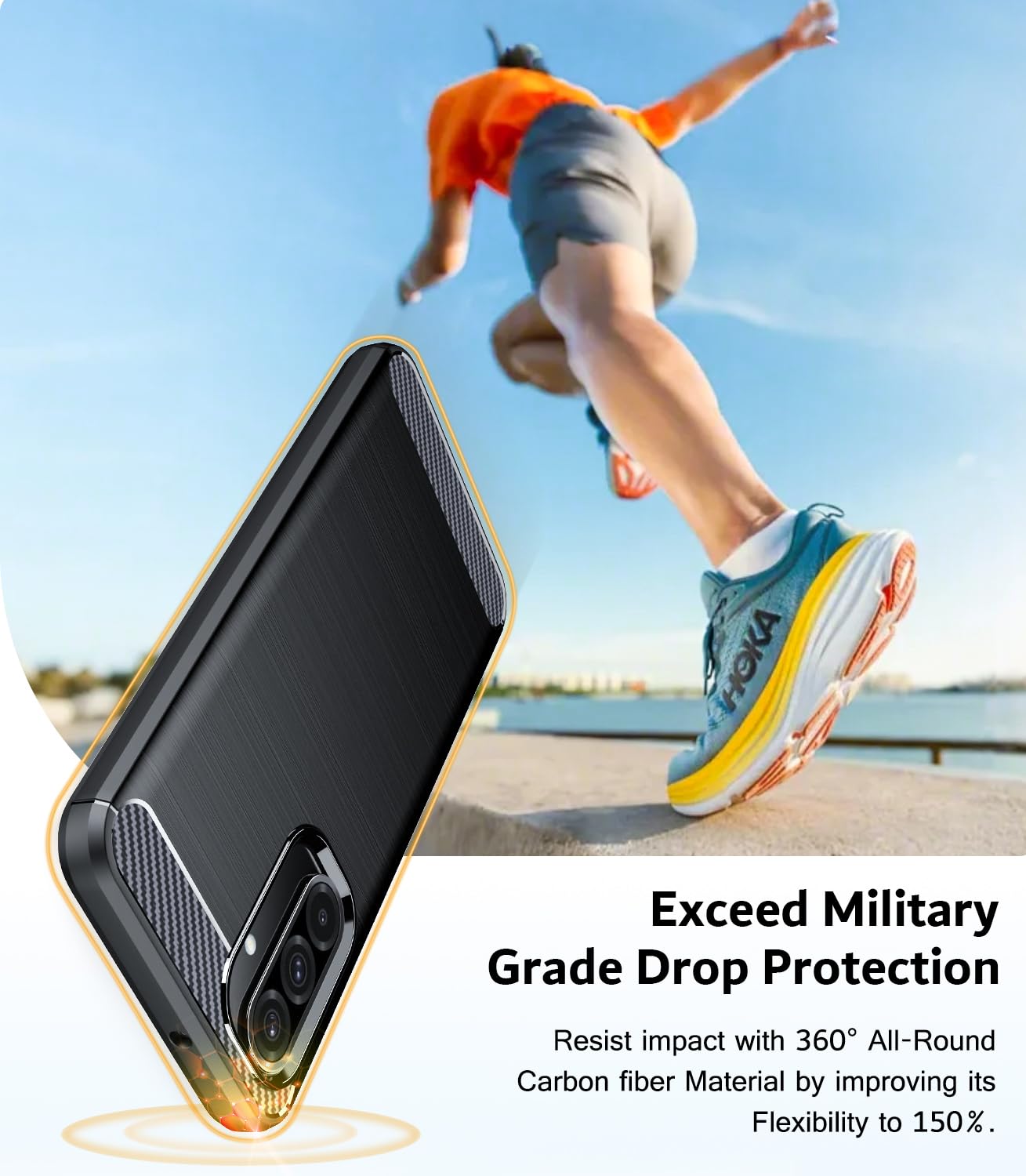TesRank Etui do Samsung Galaxy A17 5G+ Zestaw 2 sztuk szkła hartowanego, ochrona z włókna węglowego] Elastyczny miękki pokrowiec premium TPU Galaxy A17 5G Odporny na zarysowania Odporny na wstrząsy