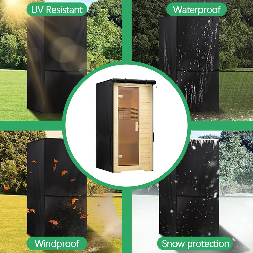 Outdoor-Sauna-Abdeckung – robuste, wasserdichte Abdeckung für Infrarot-Sauna, reduziert Wärmeaufnahme und UV-Schutz, mit Zwei-Wege-Reißverschluss