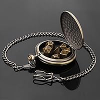 Vista 2 de Juego de dados DND diminutos de 0.394 in con funda de reloj de bolsillo vintage, juego de dados D&D de metal poliédrico para Dungeons and Dragons