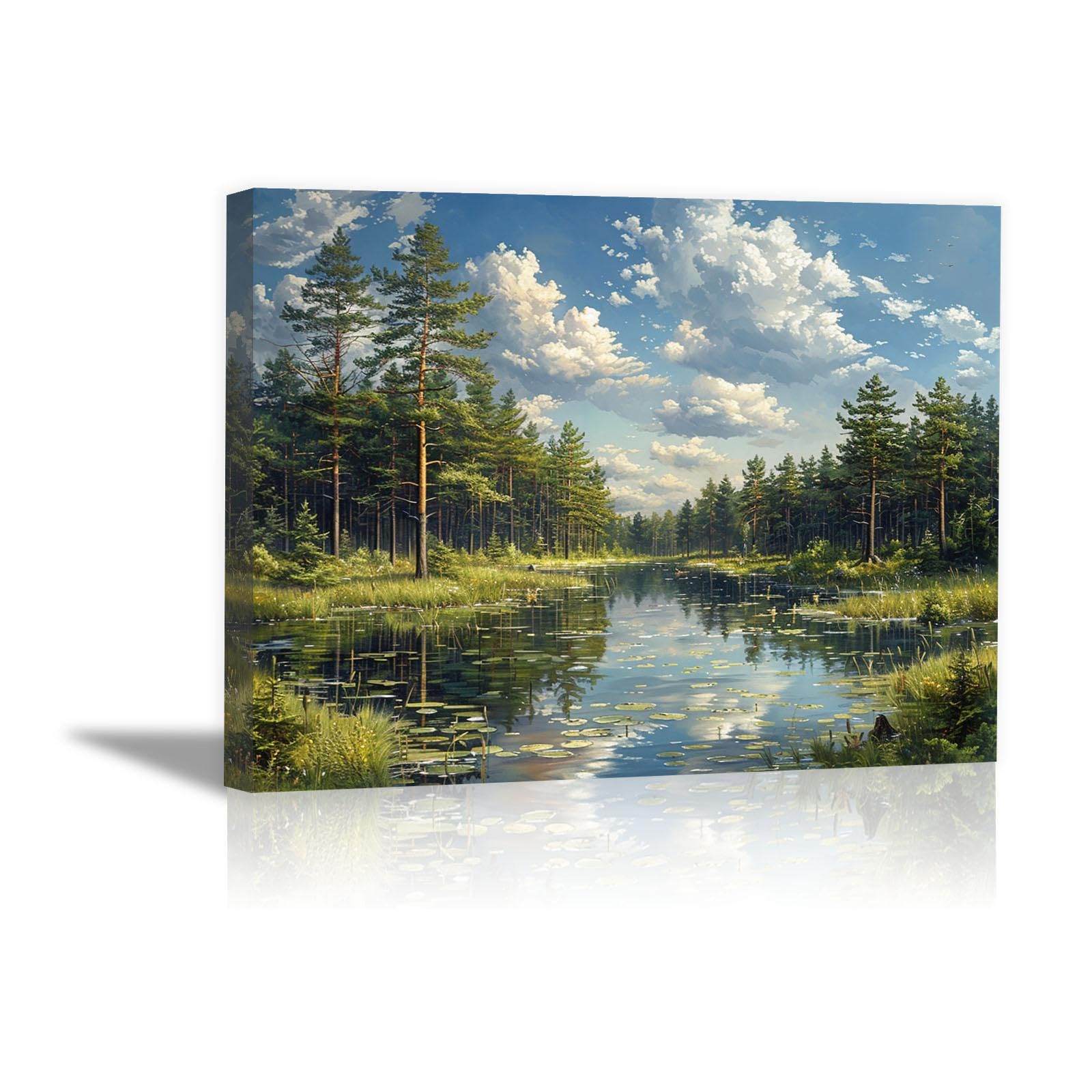AMXBZC Abstraktes Leinwand Bilder berge Kunstdrucke, Schöne Landschaft Wasser Wandbild Kunstdruck Wanddeko Wand Wohnzimmer Deko Kunst Modern Textur für Büro - 40x60cm Gerahmt