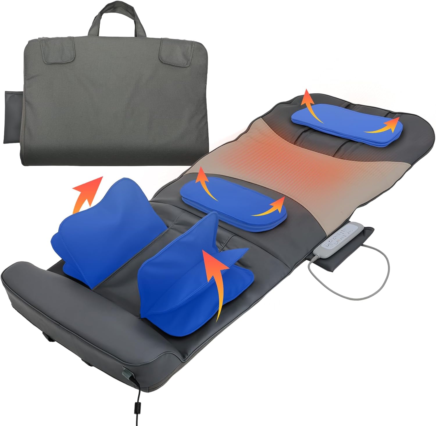 Full Body Air Massage Mat with Heat，3D Stretching, Lumbar Traction, Adjustable Intensity & Heating, 7 Programs for Neck, Back & Waist Pain Relief, Foldable & Portable, Premium PU Leather