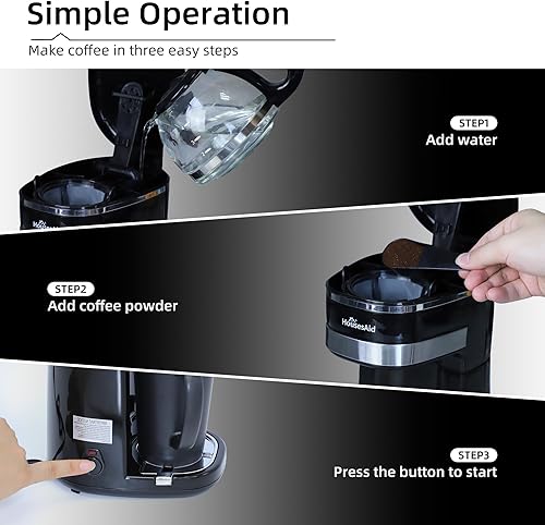Miniatura 8 de Cafetera, cafetera de una sola porción, cafetera de una taza con filtro reutilizable y botón de control de un solo toque, cafetera portátil para